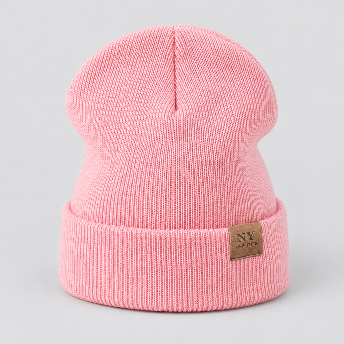 Women's Hat Beanie Slouchy Knitted Cuffed - Pink