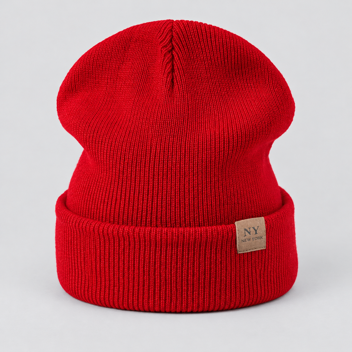 Women's Hat Beanie Slouchy Knitted Cuffed - Red