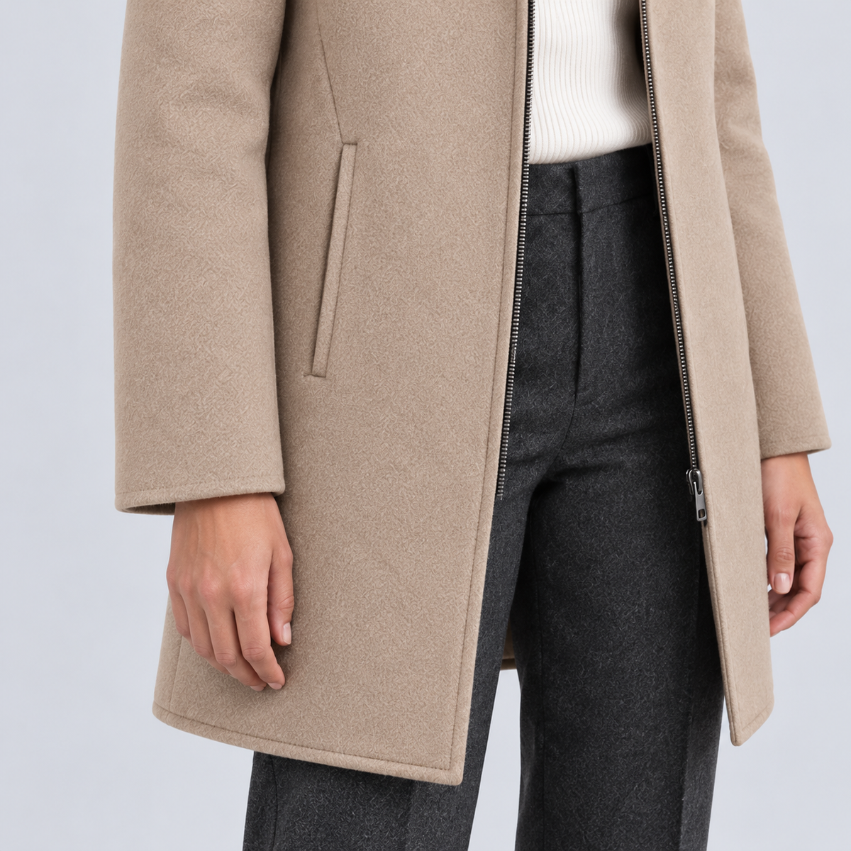 Women's Hooded Coat with Full Zip - detail
