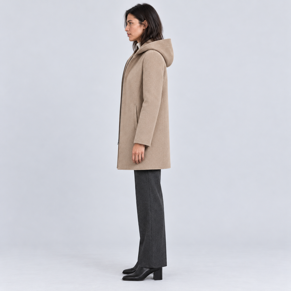 Women's Hooded Coat with Full Zip