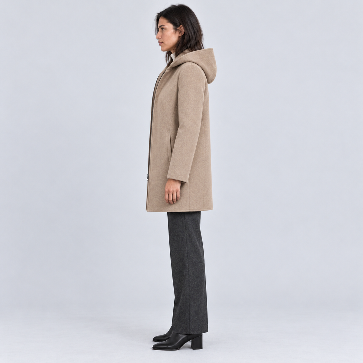 Women's Hooded Coat with Full Zip - detail