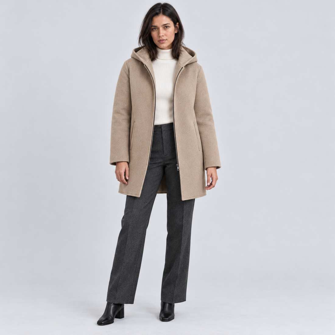 Women's Hooded Coat with Full Zip