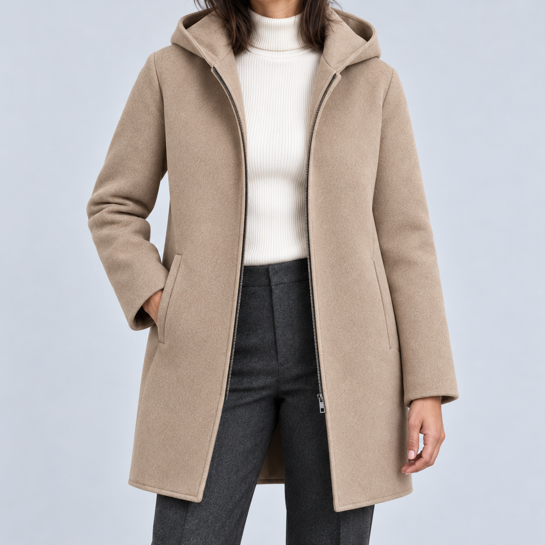 Women's Hooded Coat with Full Zip