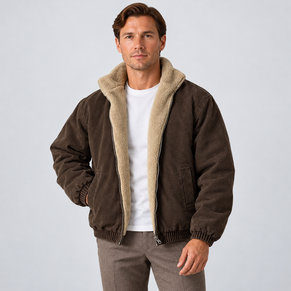 Men's Winter Jacket Stand Collar Full Zip