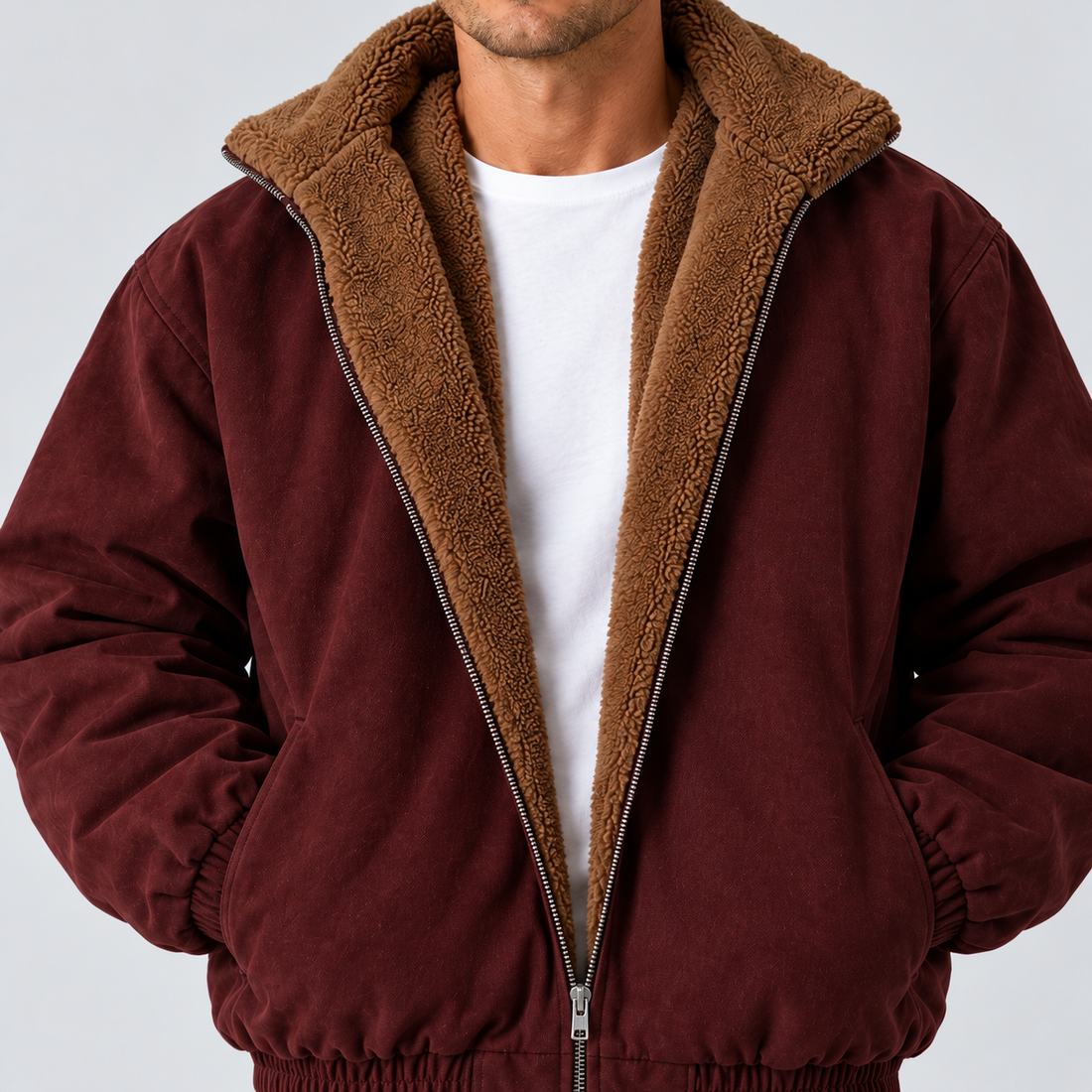 Men's Winter Jacket Stand Collar Full Zip