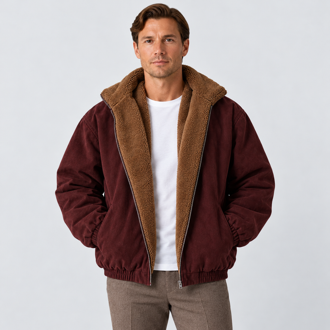 Men's Winter Jacket Stand Collar Full Zip