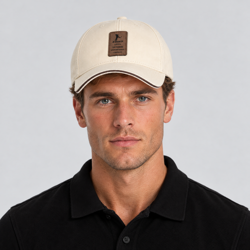 Men's Baseball Cap Twill Curved Peak Contrast Brim - Beige