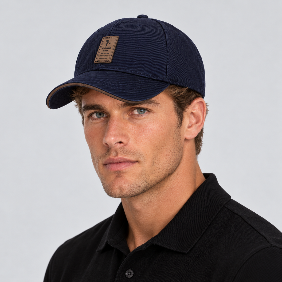 Men's Baseball Cap Twill Curved Peak Contrast Brim - Navy