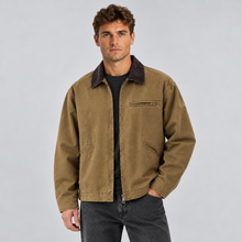 Men's Barn Jacket Canvas Corduroy Collar Zip Up