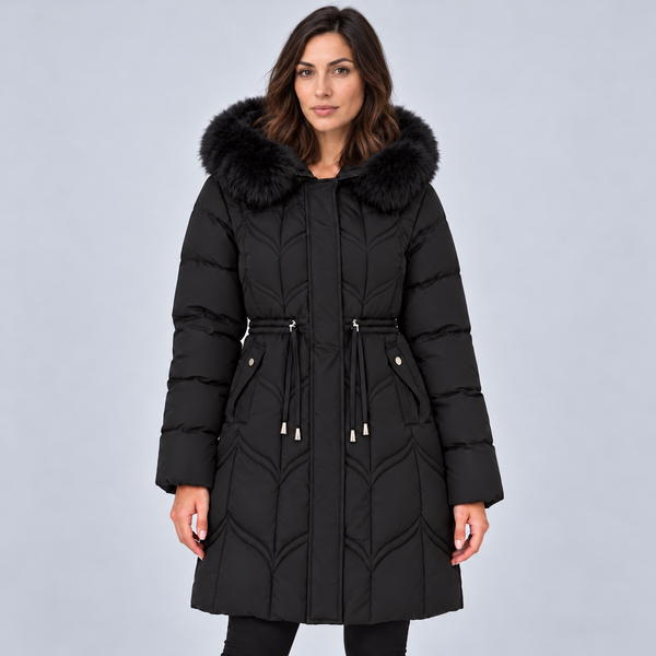 Women's Puffer Coat Faux Fur Hood Drawstring Waist