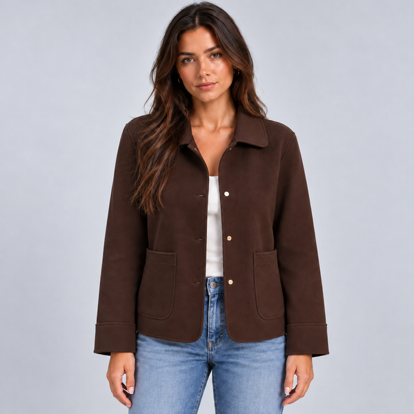 Women's Overshirt Jacket Collared Button Front