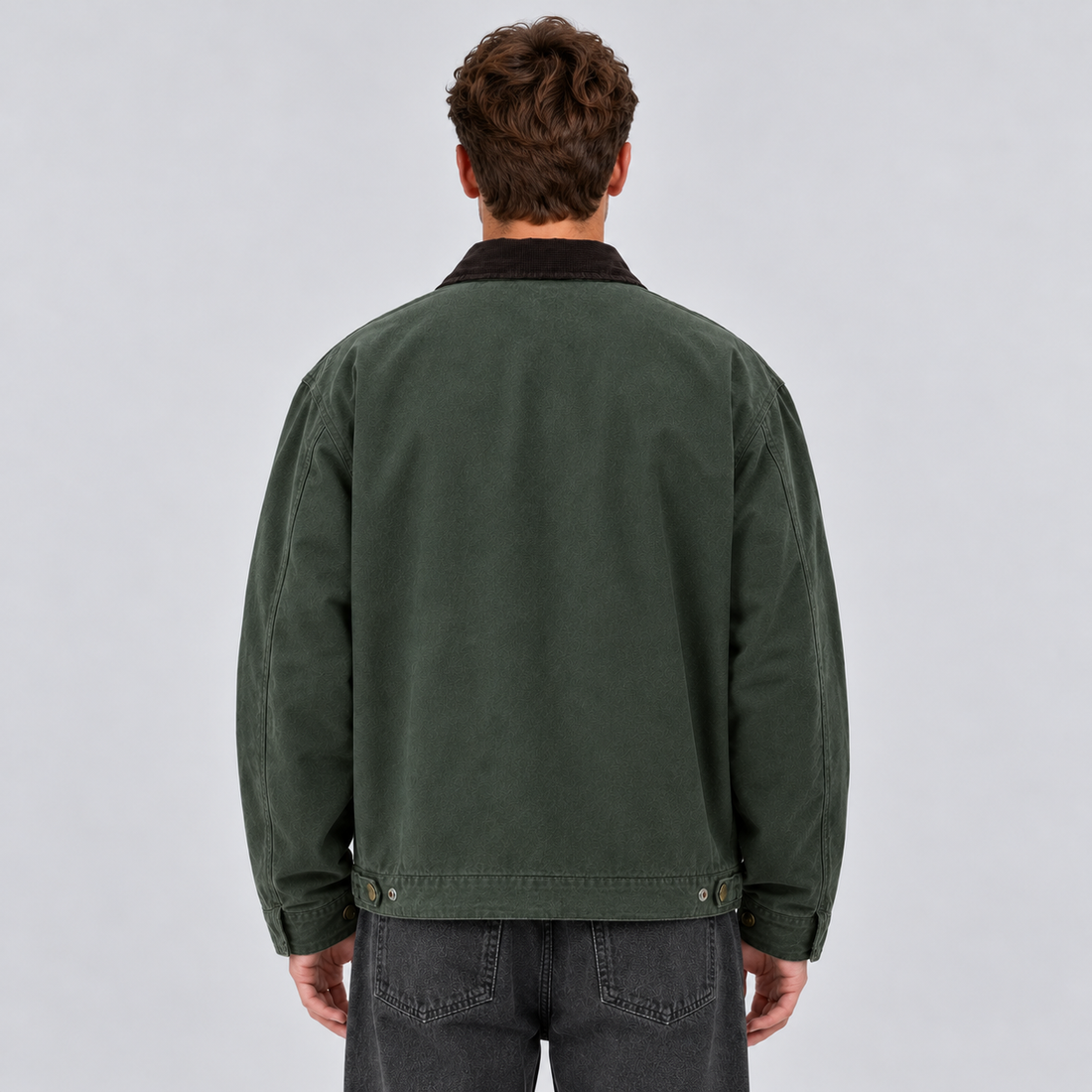 Men's Barn Jacket Canvas Corduroy Collar Zip Up