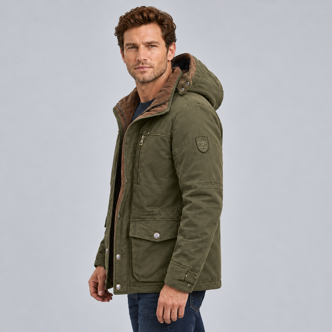 Men's Waterproof Winter Jacket Hooded Fleece Lined