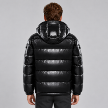 Men's Puffer Jacket Glossy Hooded Full Zip