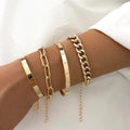 Women's Gold-Plated Bangle and Chain Bracelet Set