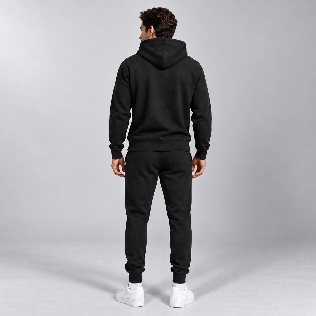 Men's Hoodie and Joggers Tracksuit Set Relaxed - Black, back