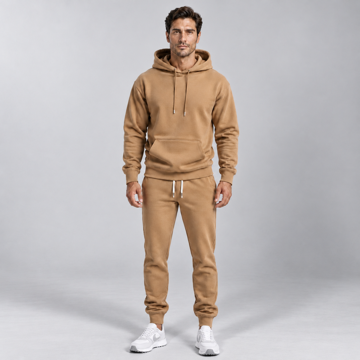 Men's Hoodie and Joggers Tracksuit Set Relaxed - Camel
