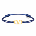 Women's Gold-Plated V-Charm Cord Bracelet with Sliding Bead