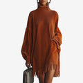 Ambre™ | Women's Turtleneck Ribbed Long Sleeve Evening Dress